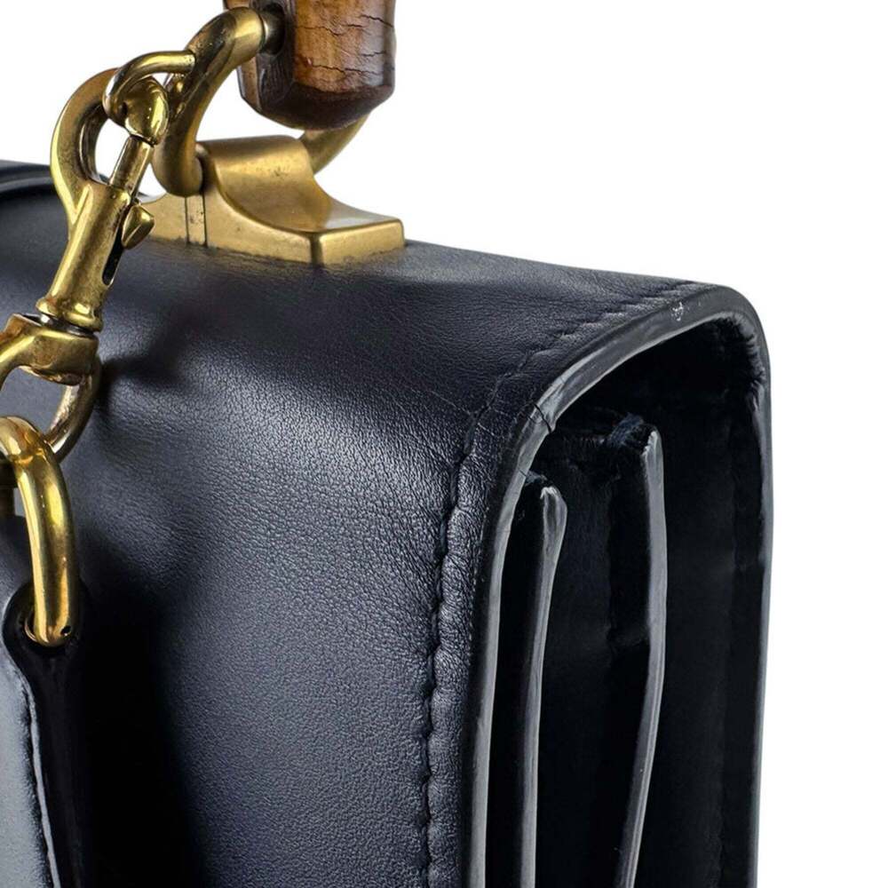 GUCCI Red Leather Bamboo Shoulder Bag - Picture 7 of 14